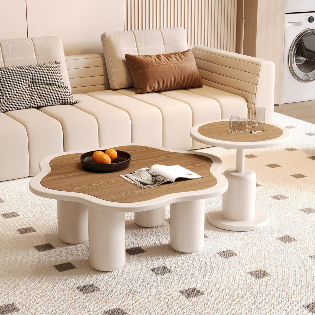 Flower‑Shape Nesting Coffee Table 2‑Pcs Set - Coffee table - QONKA HOME