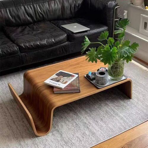 Minimalist Bent Wood Side Table Nordic Sofa End Table with Magazine Holder Living Room Coffee Table - Coffee table - QONKA...