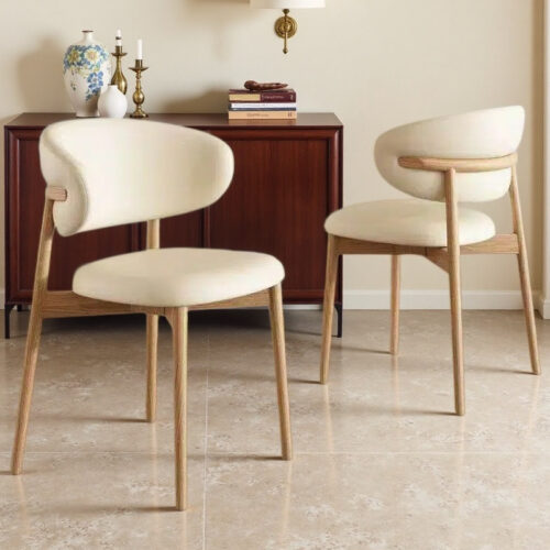 Cream-Style Dining Chairs - Solid wood dining chair - QONKA HOME