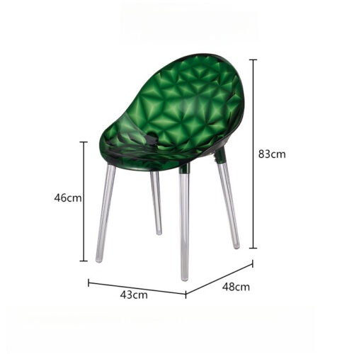 Diamond Textured Transparent PC Dining Chair Modern Crystal Clear Accent Chair Lightweight Plastic Side Chair for Dining R...