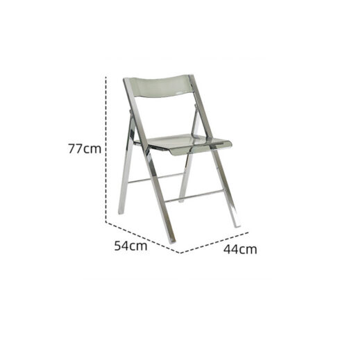 Transparent PC Folding Dining Chair Chrome Plated Metal Legs Foldable Side Chair for Home Kitchen Office Cafe - Metal dini...