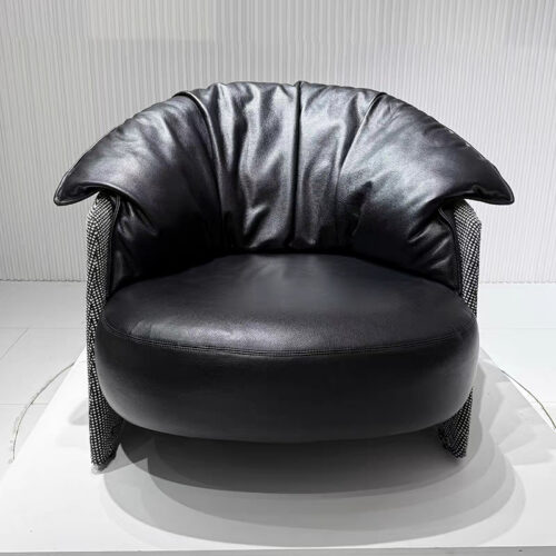 Nordic-style Single Armchair, Leather Sofa - Living room furniture - QONKA HOME