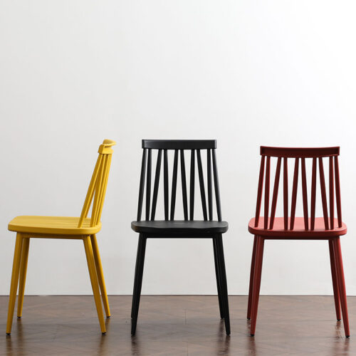 Windsor Style Dining Chair PP Seat Board Iron Frame Modern Plastic Side Chair for Home Kitchen Restaurant Cafe - Metal din...