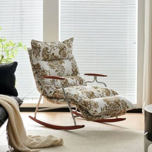 Vintage Lazy Rocking Chair, Foldable Adjustable Recliner - Living room furniture - QONKA HOME