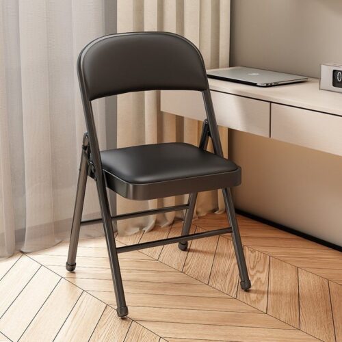 Heavy‑Duty Metal Folding Dining Chair PU Padded Foldable Event Chair for Home Banquet Office - Metal dining chair - QONK...
