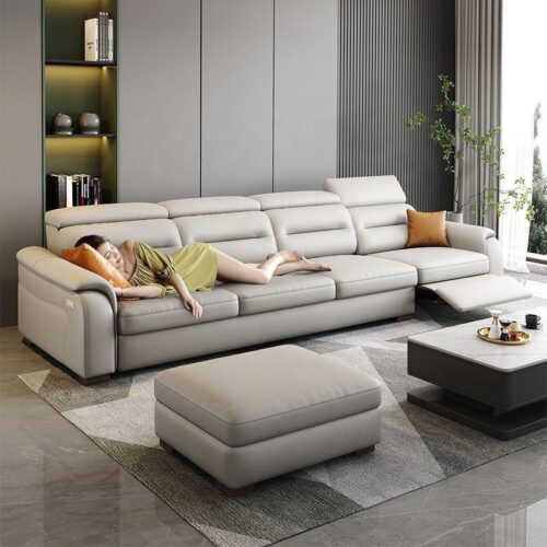 High-end Italian-style Genuine Leather Wood Frame Sofa - Sofa - QONKA HOME
