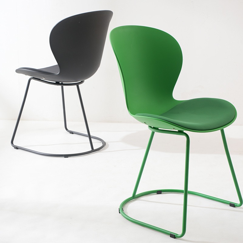 Modern Plastic Dining Chair Sled Metal Base Upholstered Seat Side Chair Multi‑Color Option for Kitchen Dining Room - Din...