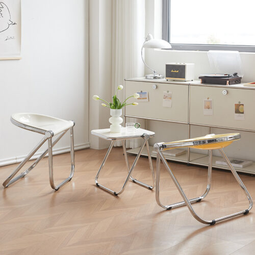 Nordic Light Luxury Folding Transparent Side Table Simple Small Coffee Table for Balcony Bedroom Sofa Corner - Bedside tab...