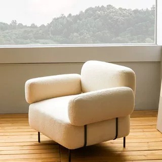 Italian-style Single-seater Sofa, French Vintage Wabi-sabi-style Lambswool - Living room furniture - QONKA HOME