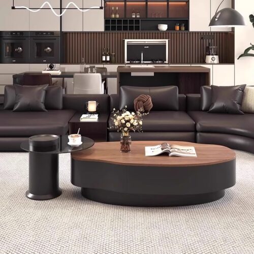 Walnut veneer Coffee Table Set With Storage Drawer - Coffee table - QONKA HOME