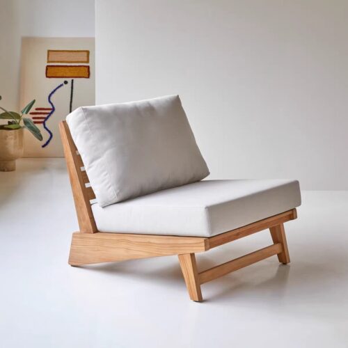 Ash Wood Fabric Accent Chair - Living room furniture - QONKA HOME