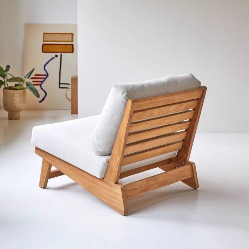 Ash Wood Fabric Accent Chair - Living room furniture - QONKA HOME