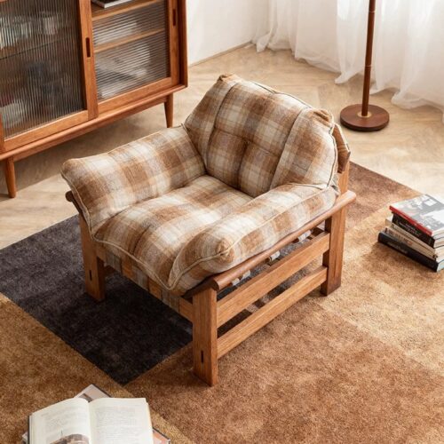Nordic Wooden Accent Chair, Mid-Century Leisure Chair for Villa - Living room furniture - QONKA HOME