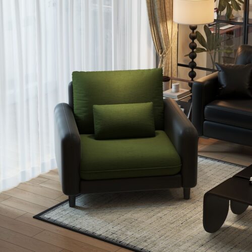 Vintage Single-Seater Sofa, Leather Single-Seater Sofa - Living room furniture - QONKA HOME