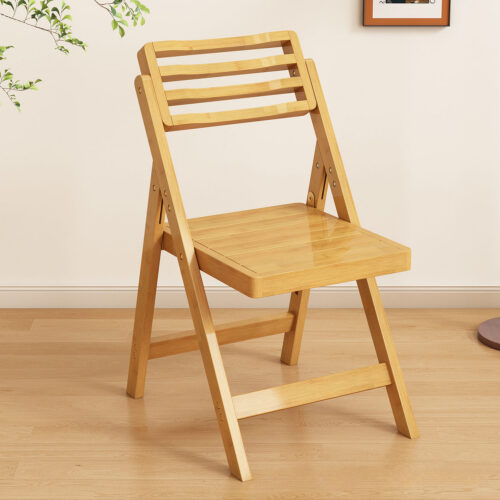 Natural Bamboo Folding Dining Chair Slatted Hollow Backrest Solid Bamboo Foldable Side Chair Indoor Balcony Patio - Solid ...