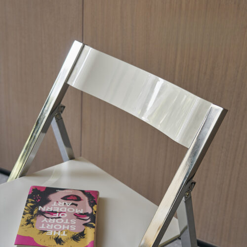 Transparent PC Folding Dining Chair Chrome Plated Metal Legs Foldable Side Chair for Home Kitchen Office Cafe - Metal dini...