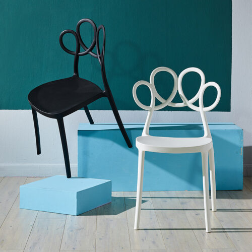 Creative Hollow Flower Back Plastic Dining Chair Stackable Modern Side Chair Multi‑Color Optional for Home Cafe - Plasti...