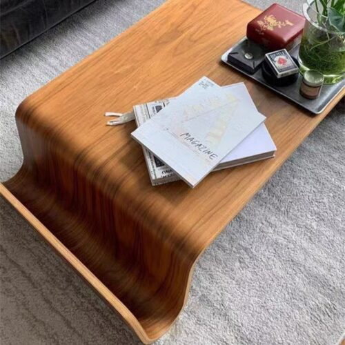 Minimalist Bent Wood Side Table Nordic Sofa End Table with Magazine Holder Living Room Coffee Table - Coffee table - QONKA...