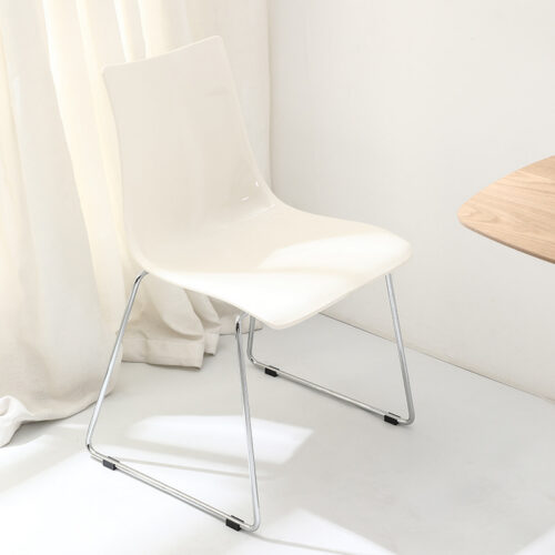 Transparent Plastic Dining Chair with Chrome Metal Sled Base Modern Accent Side Chair - Metal dining chair - QONKA HOME