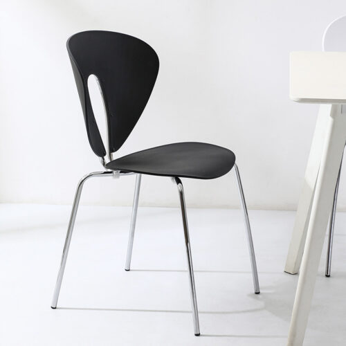 Modern Hollow Plastic Dining Chair with Color Coated Metal Legs Creative Curved Accent Chair - Metal dining chair - QONKA ...