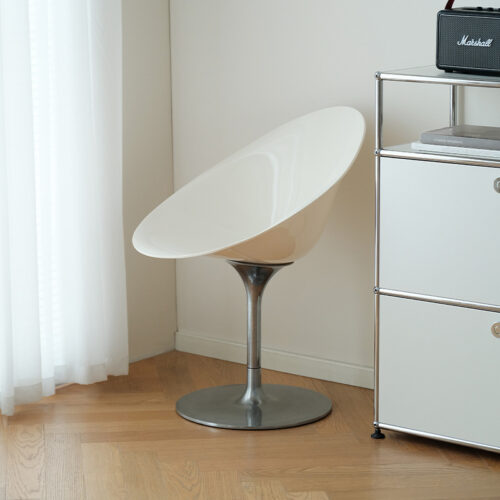 Modern Tulip Shell Dining Chair Eco Friendly PC Seat Aluminum Alloy Base Leisure Side Chair - Metal dining chair - QONKA HOME