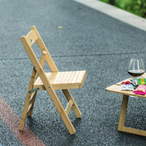 Natural Nan Bamboo Folding Chair Smiley Hollow Backrest Portable Solid Bamboo Side Chair Indoor Outdoor Dining Stool - Sol...