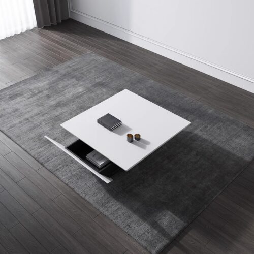 Minimalist Square Wooden Coffee Table Inverted Pyramid Center Table with Hidden Drawers &TV cabinet - Coffee table - ...