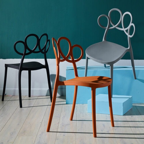 Creative Hollow Flower Back Plastic Dining Chair Stackable Modern Side Chair Multi‑Color Optional for Home Cafe - Plasti...