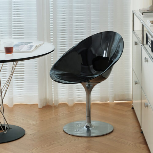 Modern Tulip Shell Dining Chair Eco Friendly PC Seat Aluminum Alloy Base Leisure Side Chair - Metal dining chair - QONKA HOME