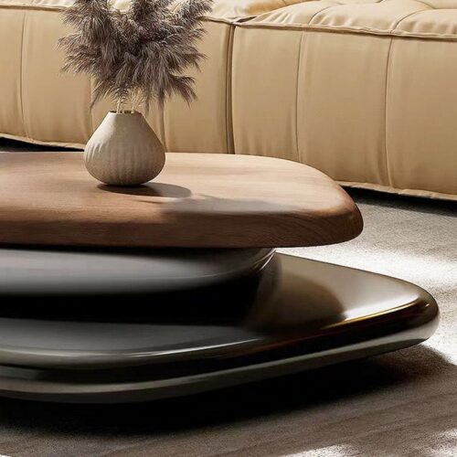 Modern Rotating & Folding Wooden Coffee Table - Coffee table - QONKA HOME