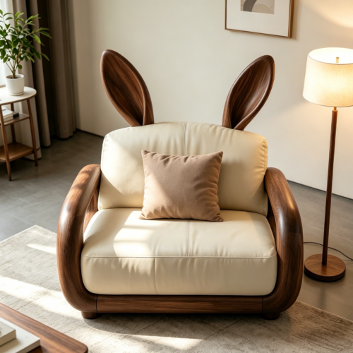New Chinese-Style Black Walnut Rabbit Ears Chair - Living room furniture - QONKA HOME