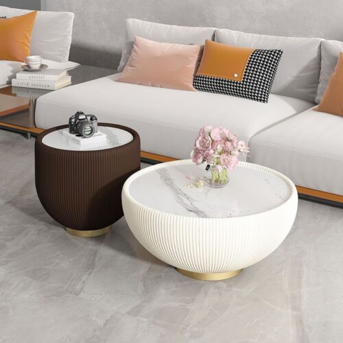 Round Nesting Coffee Table Set ，No assembly required - Coffee table - QONKA HOME
