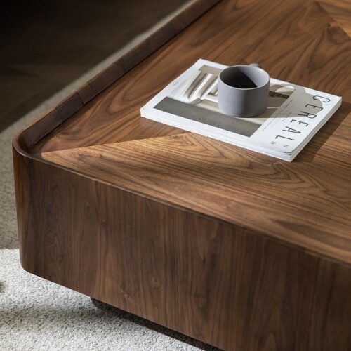 Walnut Solid Wood Storage Square Coffee Table - Coffee table - QONKA HOME