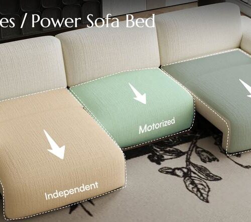 Electric Reclining Cream Textured Cloud Sofa - Sofa - QONKA HOME