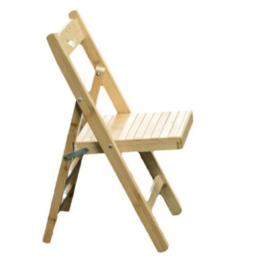 Natural Nan Bamboo Folding Chair Smiley Hollow Backrest Portable Solid Bamboo Side Chair Indoor Outdoor Dining Stool - Sol...