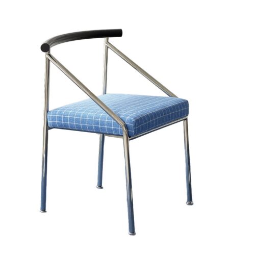 Dining Chair With White Ash Wood Backrest Stainless Steel Frame Fabric Upholstered Cushion Modern Minimalist Side Chair Fo...