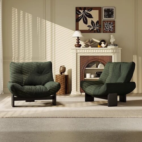 Wabi-Sabi-Style Vintage Solid Wood Single Sofa Chair - Living room furniture - QONKA HOME