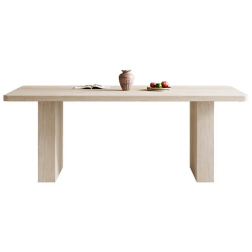 Travertine‑Effect Sintered Stone Dining Table Rectangular Cave Stone Look Slab Table for Modern Home Dining Room - Dinin...