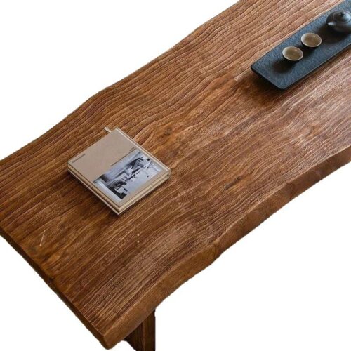 Rustic Live Edge Solid Wood Coffee Table Natural Log Slab Irregular Tabletop for Living Room - Coffee table - QONKA HOME