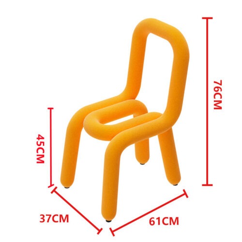 Creative Curved Tube Dining Chair Cashmere Fabric High Resilience Sponge Metal Frame Accent Chair - Metal dining chair - Q...