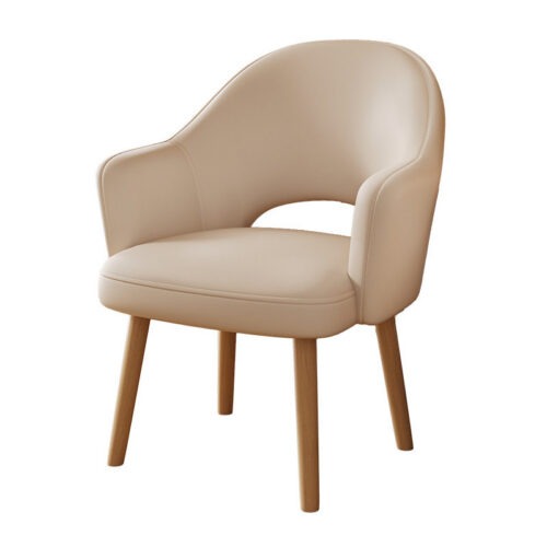 Modern Upholstered Dining Chair with Armrest Solid Wood Leg PU Leather Accent Chair for Dining Room Kitchen - Solid wood d...
