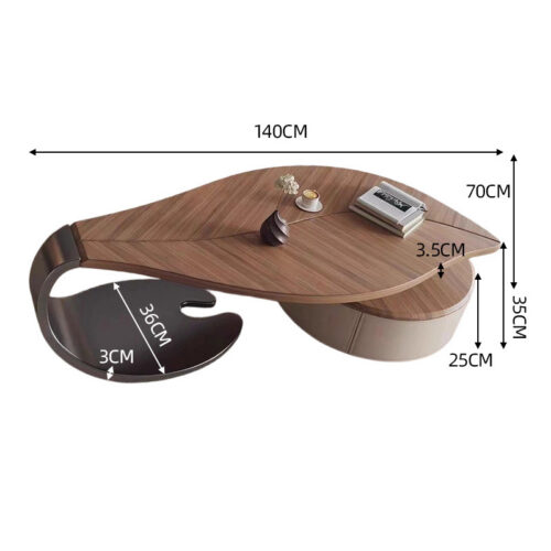 Leaf‑Shape Creative Wooden Coffee Table - Coffee table - QONKA HOME