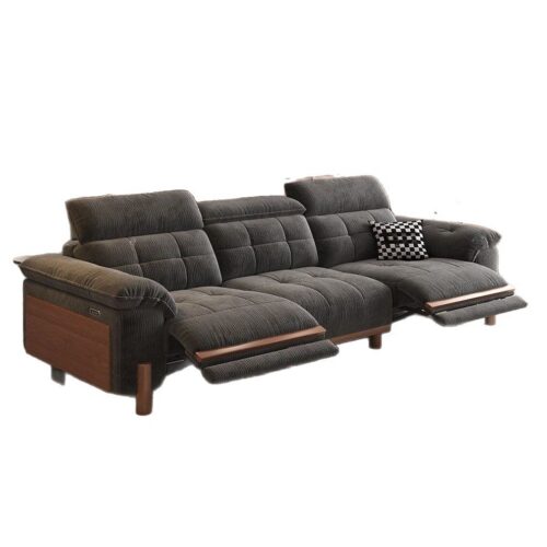 Cream Electric Reclining Fabric Sectional Sofa - Sofa - QONKA HOME