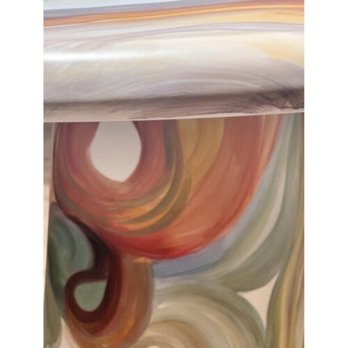 Round Solid Ash Wood Dining Table Art Marbled Swirl Finish Conical Pedestal Base Contemporary Designer Dining Table - Dini...