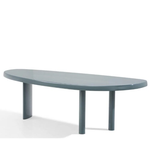 Oval Solid Pine Dining Table Matte Monochrome Finish Multi Cylinder Legs Minimalist Japandi Dining Table for Dining Room -...