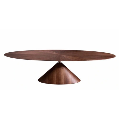Oval Solid Walnut Dining Table Sunburst Veneer Pedestal Base Designer Modern Luxury Solid Wood Dining Table - Dining table...