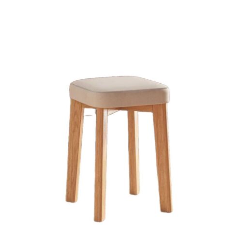Stackable Solid Rubber Wood Stool Upholstered Cushioned Square Stool Multi-purpose Dining Stool for Home Kitchen - Solid w...