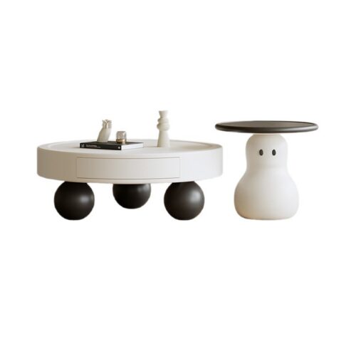 Cartoon Ball Leg Nesting Coffee Table Set  Creative Ghost Shape Side Table - Coffee table - QONKA HOME