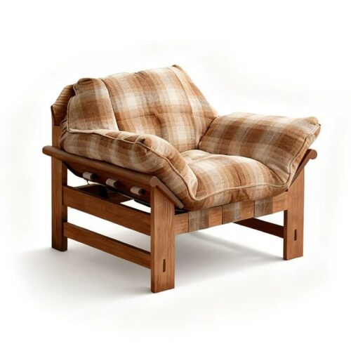 Nordic Wooden Accent Chair, Mid-Century Leisure Chair for Villa - Living room furniture - QONKA HOME