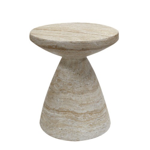 Beige Travertine-Look  End Table - Coffee table - QONKA HOME